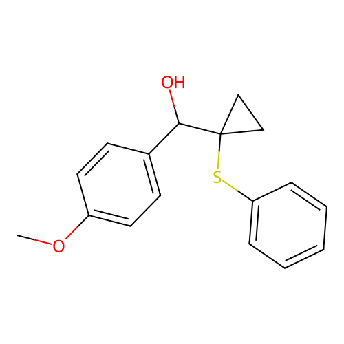 (4-Methoxyphenyl)(1-(phenylthio)cyclopropyl)methanol structure