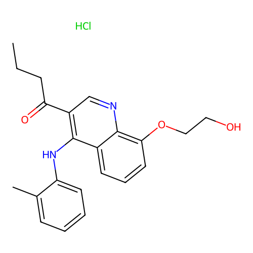 3-Butyryl-4-(2-methylphenylamino)-8-(2-hydroxyethoxy)quinoline structure