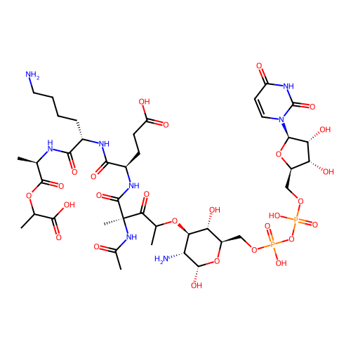 UDP-N-acetylmuramyl-Ala-Glu-Lys-Ala-lactate structure