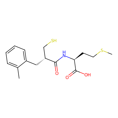 N[2(S)-Mercaptomethyl-3-(2-methylphenyl)propionyl]-(S)-methionine structure