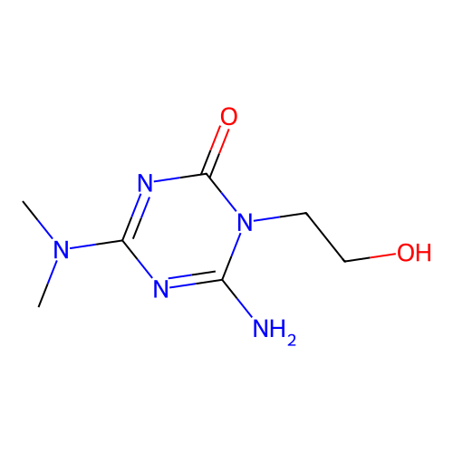 6-amino-4-(dimethylamino)-1-(2-hydroxyethyl)-1,3,5-triazin-2(1H)-one structure