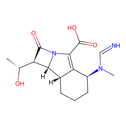 (1S,5S,8aS,8bR)-1,2,5,6,7,8,8a,8b-Octahydro-1-((1R)-1-hydroxyethyl)-5-((iminomethyl)methylamino)-2-oxoazeto(2,1-a)isoindole-4-carboxylic acid structure