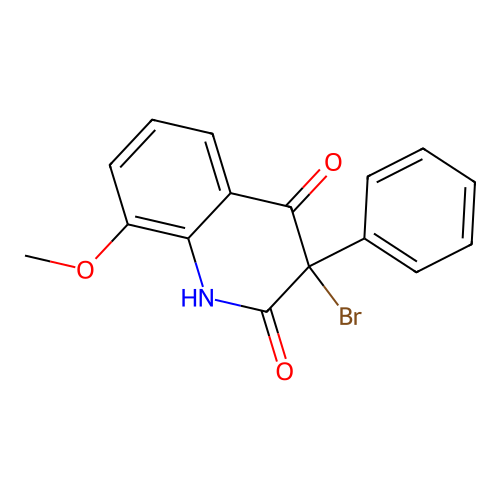 3-bromo-8-methoxy-3-phenyl-1H-quinoline-2,4-dione structure