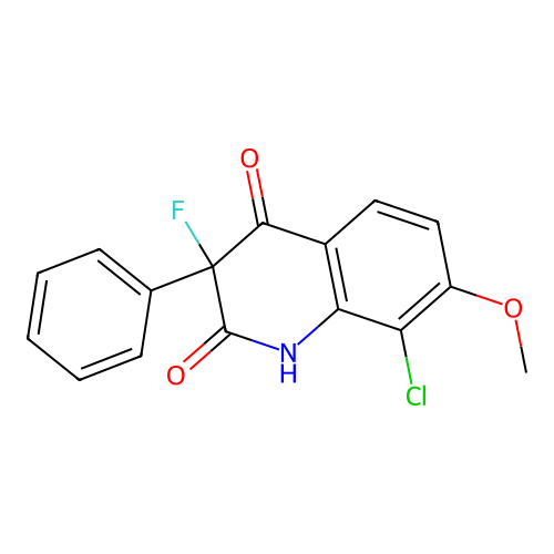 8-chloro-3-fluoro-7-methoxy-3-phenyl-1H-quinoline-2,4-dione structure