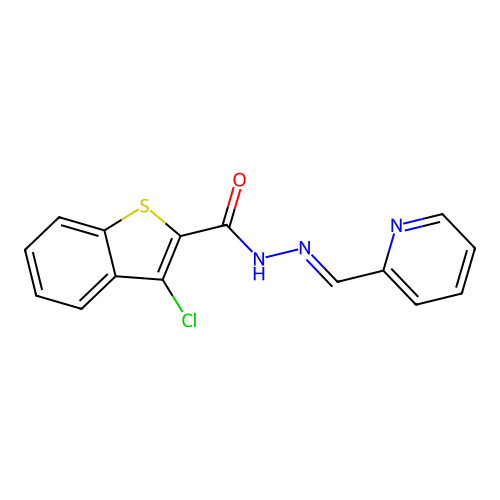 3-chloro-N-[(E)-pyridin-2-ylmethylideneamino]-1-benzothiophene-2-carboxamide structure