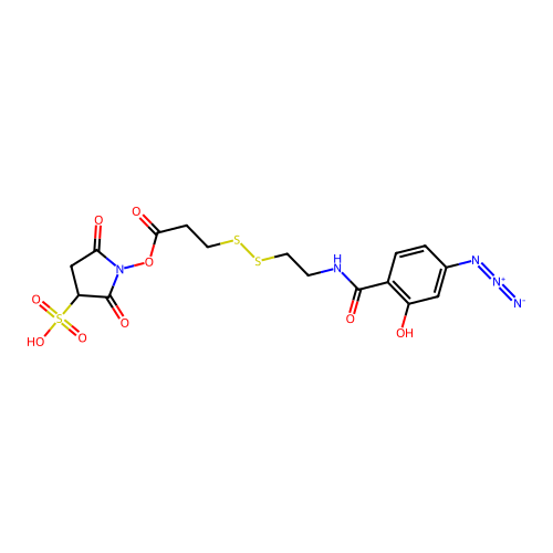 Sulfosuccinimidyl 2-(4-azidosalicylamido)ethyl-1,3'-dithiopropionate structure