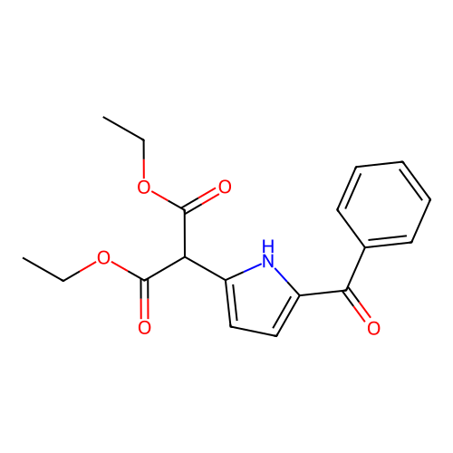 Diethyl (5-benzoylpyrrol-2-yl)methane-dicarboxylate structure