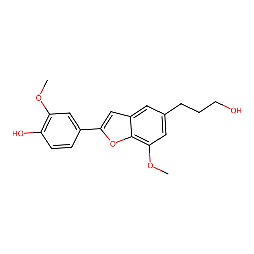 4-(5-(3-Hydroxypropyl)-7-methoxybenzofuran-2-yl)-2-methoxyphenol structure