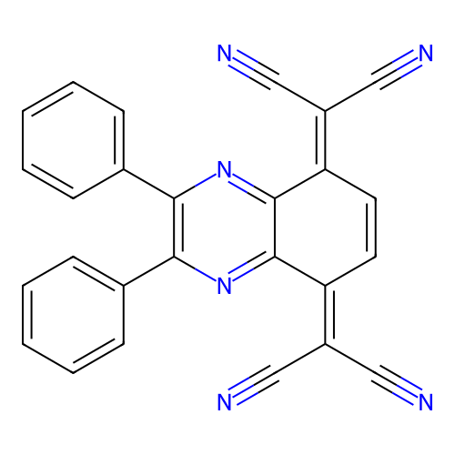 2-[8-(Dicyanomethylidene)-2,3-diphenylquinoxalin-5-ylidene]propanedinitrile structure