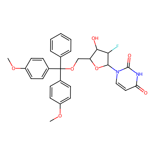 2'-Deoxy-5'-O-[bis(4-methoxyphenyl)phenylmethyl]-2'-fluorouridine structure