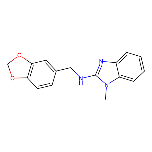 N-(1,3-benzodioxol-5-ylmethyl)-1-methyl-1H-benzimidazol-2-amine structure