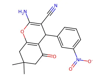 2-amino-7,7-dimethyl-4-(3-nitrophenyl)-5-oxo-5,6,7,8-tetrahydro-4H-chromene-3-carbonitrile structure