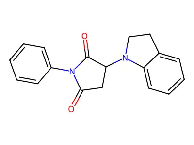 3-(2,3-dihydro-1H-indol-1-yl)-1-phenylpyrrolidine-2,5-dione structure