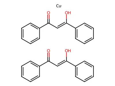Bis(1,3-diphenyl-1,3-propanedionato)copper structure