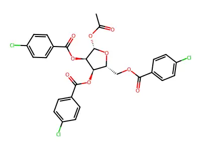 1-O-Acetyl-2,3,5-tri-O-(4-chlorobenzoyl)-beta-D-ribofuranose structure