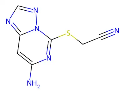 Acetonitrile, [(7-amino[1,2,4]triazolo[1,5-c]pyrimidin-5-yl)thio]- structure