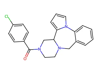 9H,11H-Pyrazino(2,1-c)pyrrolo(1,2-a)(1,4)benzodiazepine, 12,13,14,14a-tetrahydro-13-(4-chlorobenzoyl)- structure