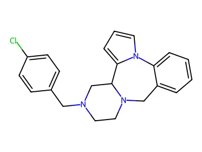 9H,11H-Pyrazino(2,1-c)pyrrolo(1,2-a)(1,4)benzodiazepine, 12,13,14,14a-tetrahydro-13-((4-chlorophenyl)methyl)- structure