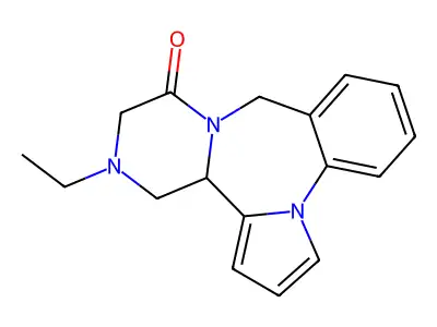 9H,11H-Pyrazino(2,1-c)pyrrolo(1,2-a)(1,4)benzodiazepin-11-one, 12,13,14,14a-tetrahydro-13-ethyl- structure