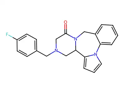 9H,11H-Pyrazino(2,1-c)pyrrolo(1,2-a)(1,4)benzodiazepin-11-one, 12,13,14,14a-tetrahydro-13-((4-fluorophenyl)methyl)- structure