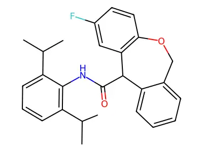2-Fluoro-6,11-dihydro-N-(2,6-diisopropylphenyl)dibenz(b,e)oxepin-11-carboxamide structure