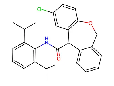 2-Chloro-6,11-dihydro-N-(2,6-diisopropylphenyl)dibenz(b,e)oxepin-11-carboxamide structure