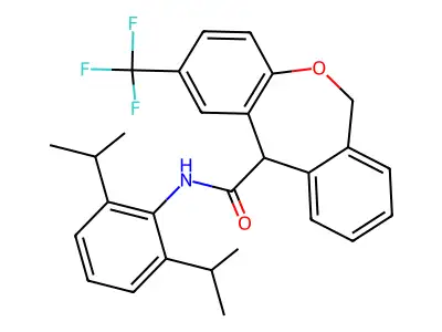 6,11-Dihydro-N-(2,6-diisopropylphenyl)-2-trifluoromethyl-dibenz(b,e)oxepin-11-carboxamide structure