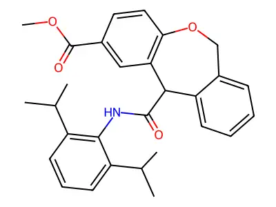 6,11-Dihydro-N-(2,6-diisopropylphenyl)-2-methoxycarbonyl-dibenz(b,e)oxepin-11-carboxamide structure