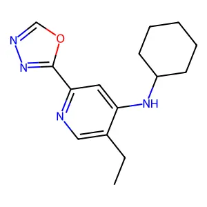 Pyridine, 4-(cyclohexylamino)-5-ethyl-2-(1,3,4-oxadiazol-2-yl)- structure
