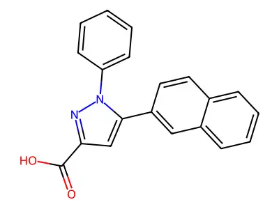 5-(naphthalen-2-yl)-1-phenyl-1H-pyrazole-3-carboxylic acid structure