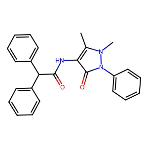 N-(1,5-dimethyl-3-oxo-2-phenyl-2,3-dihydro-1H-pyrazol-4-yl)-2,2-diphenylacetamide structure
