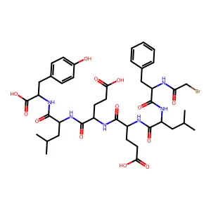 N-bromoacetyl-phenylalanyl-leucyl-glutamyl-glutamyl-leucyl-tyrosine structure