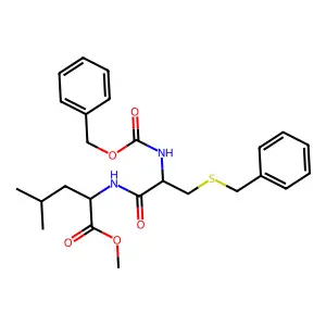 Methyl S-benzyl-N-[(benzyloxy)carbonyl]cysteinylleucinate structure