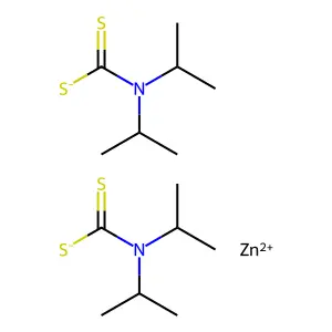 Zinc diisopropyldithiocarbamate structure