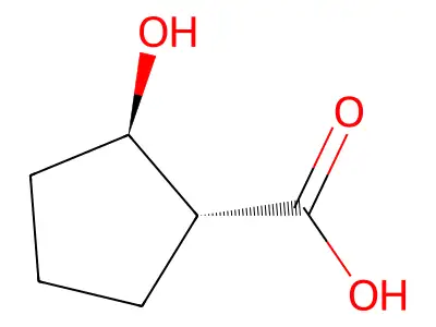 2-Hydroxycyclopentane-1-carboxylic acid structure
