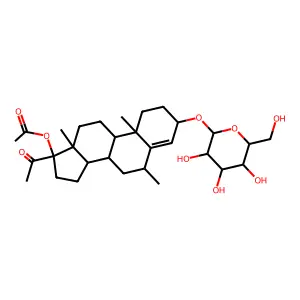 17-Acetoxy-3-(glucopyransosyl)oxy-6-methylpregn-4-en-20-one structure