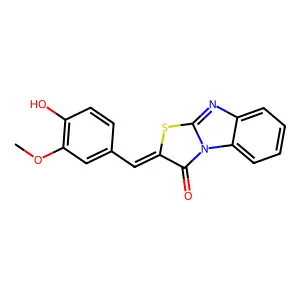 (Z)-2-(4-hydroxy-3-methoxybenzylidene)benzo[4,5]imidazo[2,1-b]thiazol-3(2H)-one structure