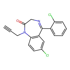 2H-1,4-Benzodiazepin-2-one, 1,3-dihydro-7-chloro-5-(2-chlorophenyl)-1-(2-propynyl)- structure