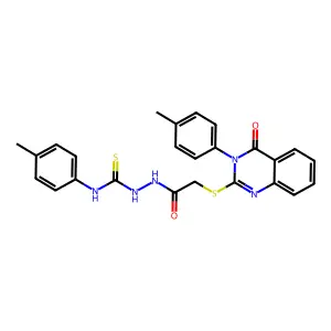 1-(4-methylphenyl)-3-[[2-[3-(4-methylphenyl)-4-oxoquinazolin-2-yl]sulfanylacetyl]amino]thiourea structure