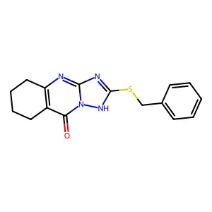 2-(Benzylsulfanyl)-5,6,7,8-tetrahydro[1,2,4]triazolo[5,1-b]quinazolin-9-ol structure