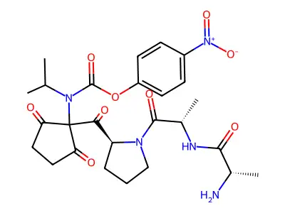 4-nitrophenyl N-(succinyl-alanyl-alanyl-prolylmethyl)-N-isopropylcarbamate structure