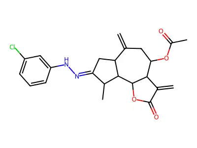 Azuleno[4,5-b]furan-2,8(3H,4H)-dione, 4-(acetyloxy)octahydro-9-methyl-3,6-bis(methylene)-, 8-[2-(3-chlorophenyl)hydrazone] structure