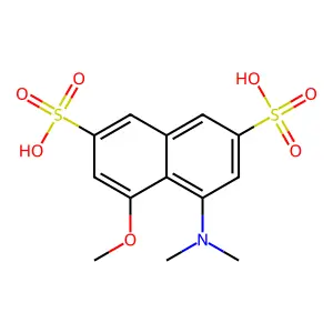 4-(Dimethylamino)-5-methoxynaphthalene-2,7-disulfonic acid structure