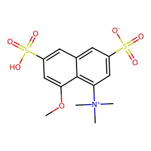 5-Methoxy-7-sulfo-4-(trimethylazaniumyl)naphthalene-2-sulfonate structure