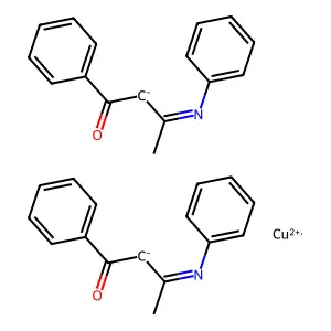 Copper;bis(1-phenyl-3-phenyliminobutan-1-one) structure