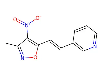 3-methyl-4-nitro-5-[(E)-2-pyridin-3-ylethenyl]-1,2-oxazole structure