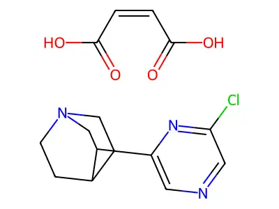 But-2-enedioic acid;3-(6-chloropyrazin-2-yl)-1-azabicyclo[2.2.2]octane structure