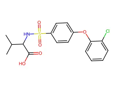 (2S)-2-[[4-(2-chlorophenoxy)phenyl]sulfonylamino]-3-methylbutanoic acid structure