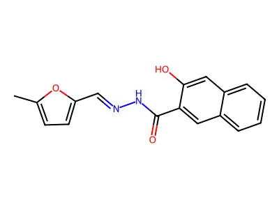 3-hydroxy-N-[(Z)-(5-methylfuran-2-yl)methylideneamino]naphthalene-2-carboxamide structure