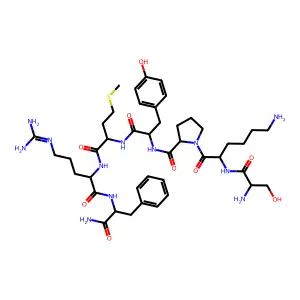 Seryl-lysyl-prolyl-tyrosyl-methionyl-arginyl-phenylalaninamide structure